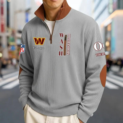 [SPECIAL OFFER] NEW CUSTOMIZED NFL12 WTC WASHINGTON COMMANDERS MULTICOLOR STRIPED QUATER ZIP SWEATSHIRT