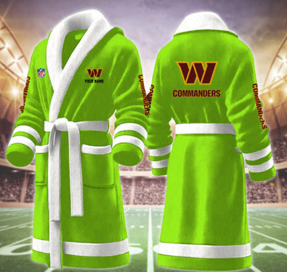 [SPECIAL OFFER] NEW CUSTOMIZED NFL12 WTC WASHINGTON COMMANDERS MULTICOLOR FLEECE BATHROBE