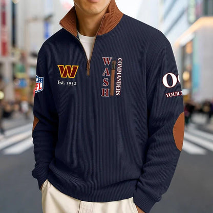 [SPECIAL OFFER] NEW CUSTOMIZED NFL12 WTC WASHINGTON COMMANDERS MULTICOLOR STRIPED QUATER ZIP SWEATSHIRT