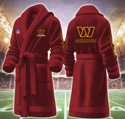 [SPECIAL OFFER] NEW CUSTOMIZED NFL12 WTC WASHINGTON COMMANDERS MULTICOLOR FLEECE BATHROBE