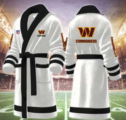 [SPECIAL OFFER] NEW CUSTOMIZED NFL12 WTC WASHINGTON COMMANDERS MULTICOLOR FLEECE BATHROBE