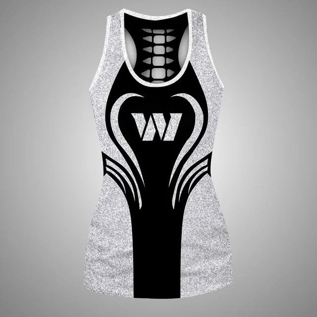 [SPECIAL OFFER] NEW CUSTOMIZED NFL12 WTC WASHINGTON COMMANDERS HOLLOW TANK TOP & LEGGINGS SET