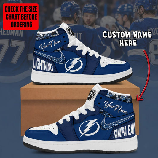[SUPER SALE] NEW CUSTOMIZED NHL12 TPL TAMPA BAY LIGHTNING AIR JORDAN SNEAKERS