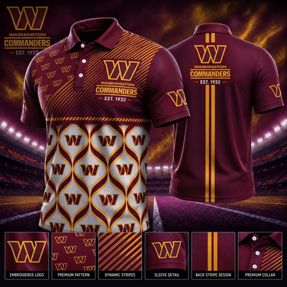 [SPECIAL OFFER] NEW CUSTOMIZED NFL12 WTC WASHINGTON COMMANDERS POLO SHIRT