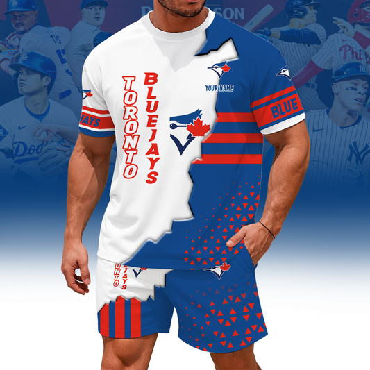 [FLASH SALE] NEW CUSTOMIZED MLB12 TBJ TORONTO BLUE JAYS UNISEX T-SHIRT & SHORTS SET
