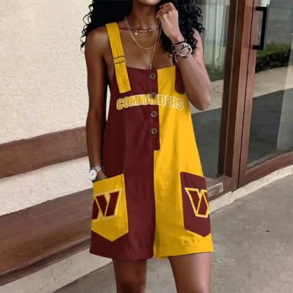 [SPECIAL OFFER] NEW CUSTOMIZED NFL12 WTC WASHINGTON COMMANDERS WOMEN'S HIGH-WAISTED SHORTS OVERALLS
