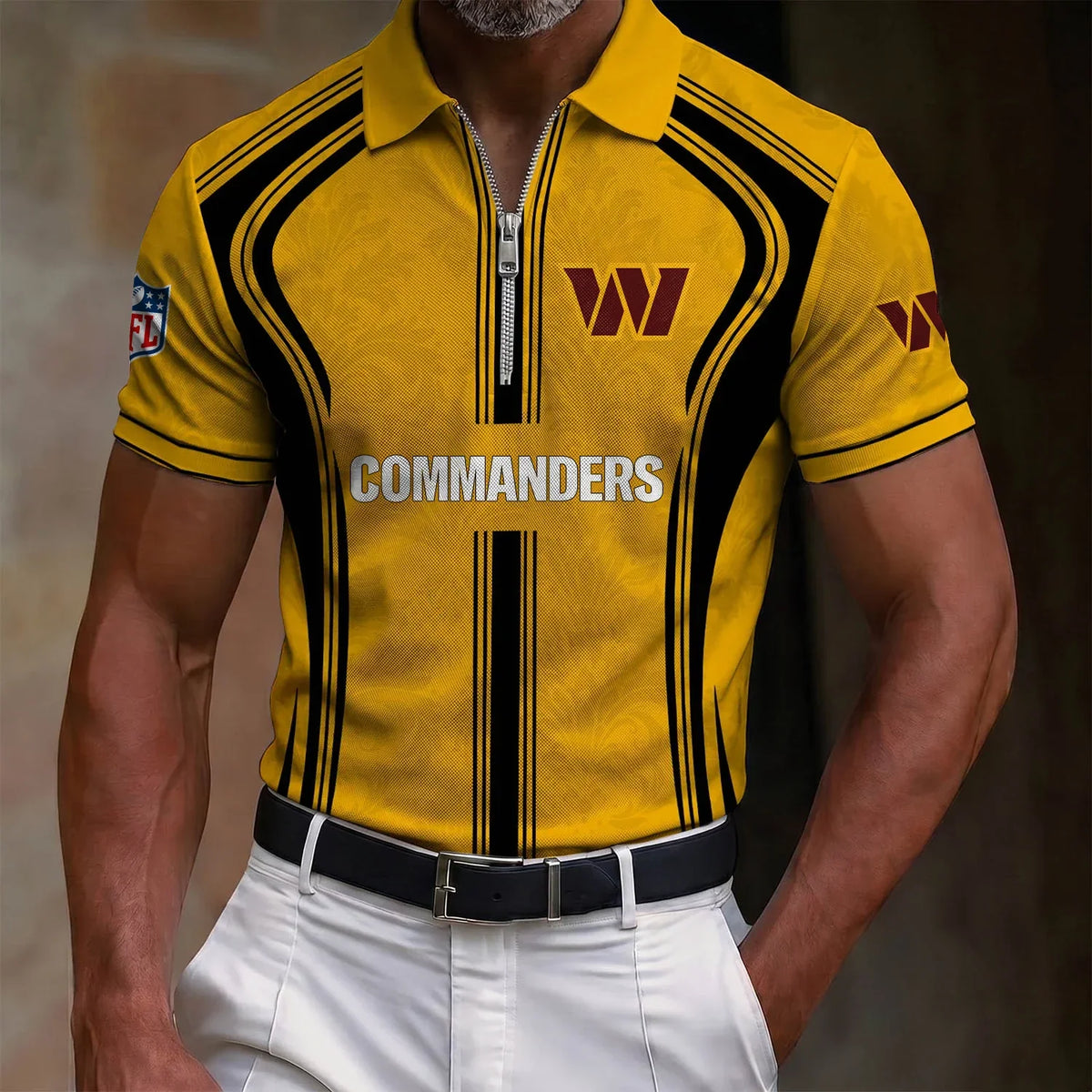 [SPECIAL OFFER] NEW CUSTOMIZED NFL12 WTC WASHINGTON COMMANDERS ZIP POLO SHIRT