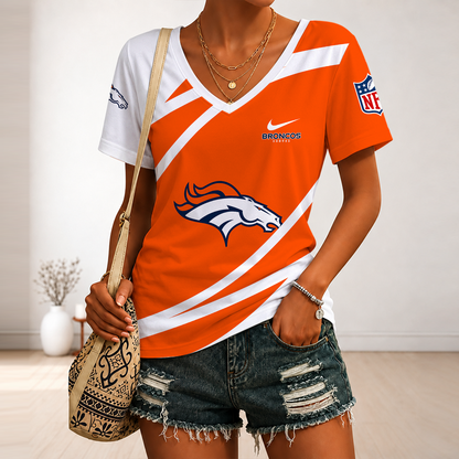 [SPECIAL OFFER] NEW CUSTOMIZED NFL13 DVB DENVER BRONCOS V-NECK FEMALE SHIRT
