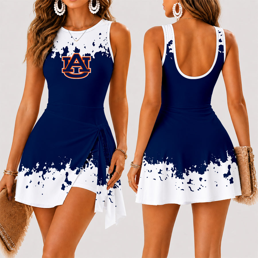 [FAN FAVORITE] NEW CUSTOMIZED NCAA FBS13 ABT AUBURN TIGERS WOMEN'S SUMMER SKORT DRESS