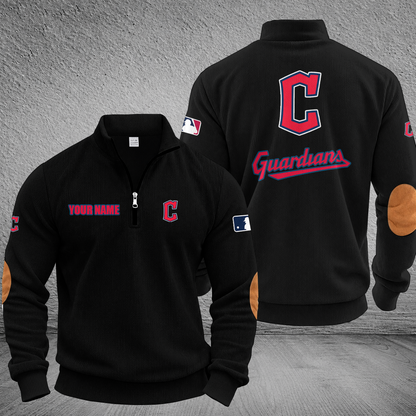 [FLASH SALE] NEW CUSTOMIZED MLB13 CGS CLEVELAND GUARDIANS MULTICOLOR STRIPED QUATER ZIP SWEATSHIRT