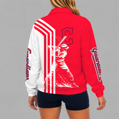 LIMITED EDITION - NEW CUSTOMIZED MLB13 CGS CLEVELAND GUARDIANS V-NECK ZIPPER SWEATSHIRT JACKET