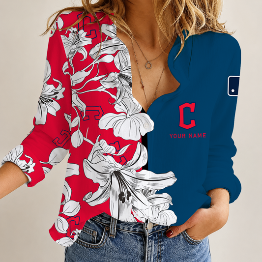 [FLASH SALE] NEW CUSTOMIZED MLB13 CGS CLEVELAND GUARDIANS WOMEN CASUAL SHIRT