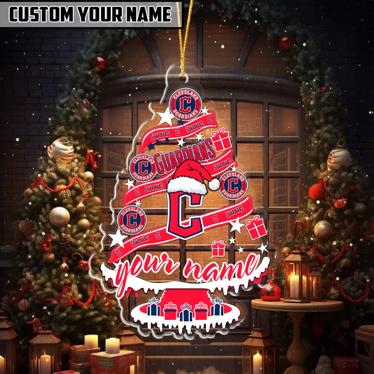 [FLASH SALE] NEW CUSTOMIZED MLB13 CGS CLEVELAND GUARDIANS CHRISTMAS ACRYLIC ORNAMENT