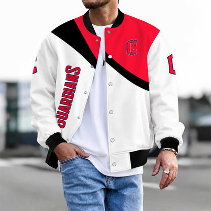 [FLASH SALE] NEW CUSTOMIZED MLB13 CGS CLEVELAND GUARDIANS SATIN VARSITY & BASEBALL JACKET