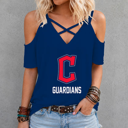 [FLASH SALE] NEW CUSTOMIZED MLB13 CGS CLEVELAND GUARDIANS CRISS CROSS V-NECK TOP