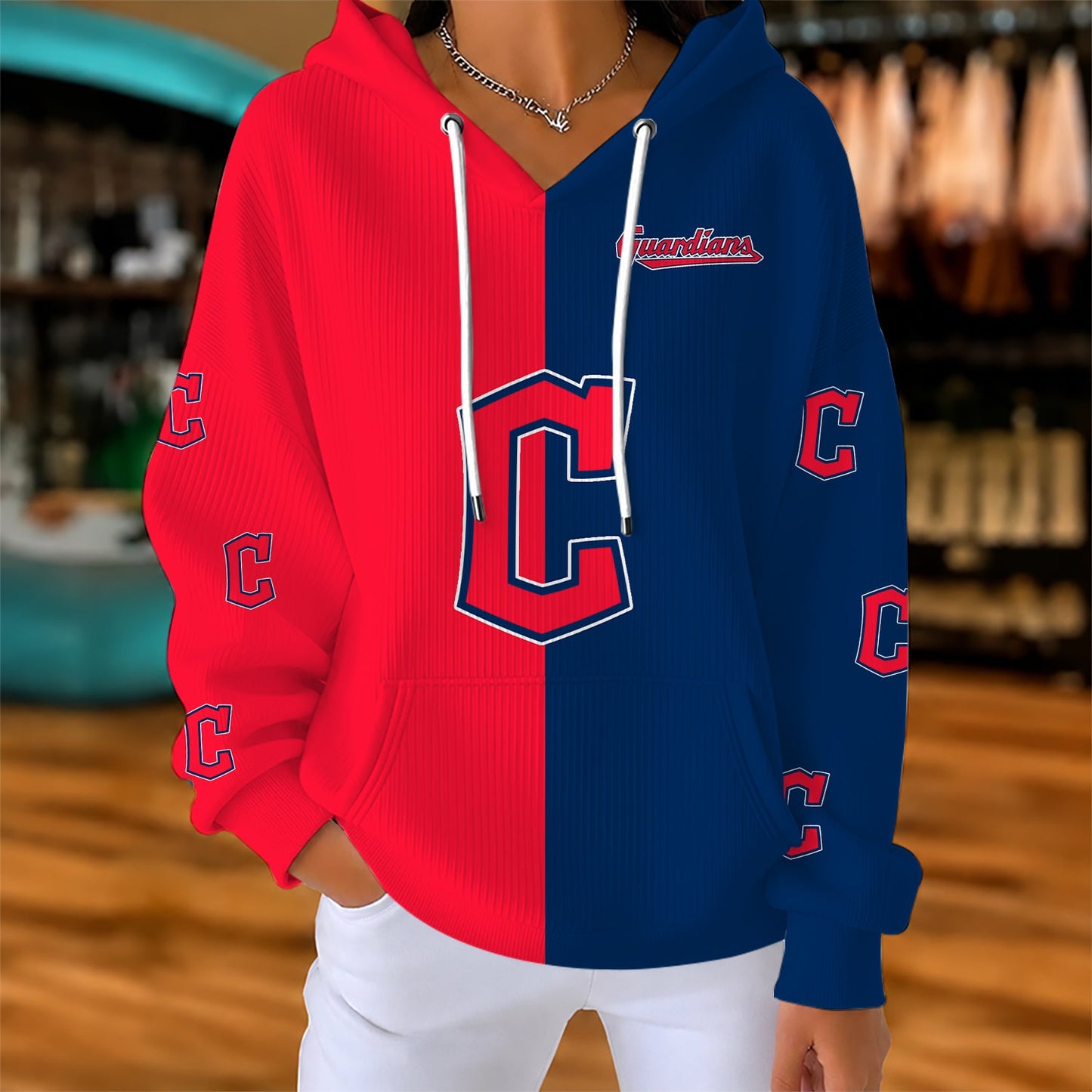 [FLASH SALE] NEW CUSTOMIZED MLB13 CGS CLEVELAND GUARDIANS RIBBED HOODIE & SWEATSHIRT