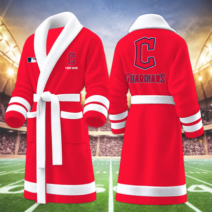 [FLASH SALE] NEW CUSTOMIZED MLB13 CGS CLEVELAND GUARDIANS MULTICOLOR FLEECE BATHROBE