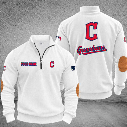 [FLASH SALE] NEW CUSTOMIZED MLB13 CGS CLEVELAND GUARDIANS MULTICOLOR STRIPED QUATER ZIP SWEATSHIRT