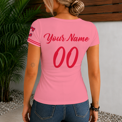 [FLASH SALE] NEW CUSTOMIZED MLB13 CGS CLEVELAND GUARDIANS WOMEN'S SHORT SLEEVE HENLEY T-SHIRT