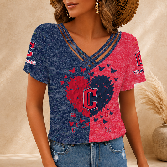 [FLASH SALE] NEW CUSTOMIZED MLB13 CGS CLEVELAND GUARDIANS V-NECK SHIRT