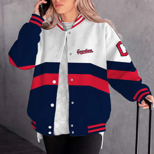 [FLASH SALE] NEW CUSTOMIZED MLB13 CGS CLEVELAND GUARDIANS SATIN VARSITY & BASEBALL JACKET