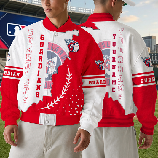 [FLASH SALE] NEW CUSTOMIZED MLB13 CGS CLEVELAND GUARDIANS SATIN VARSITY & BASEBALL JACKET