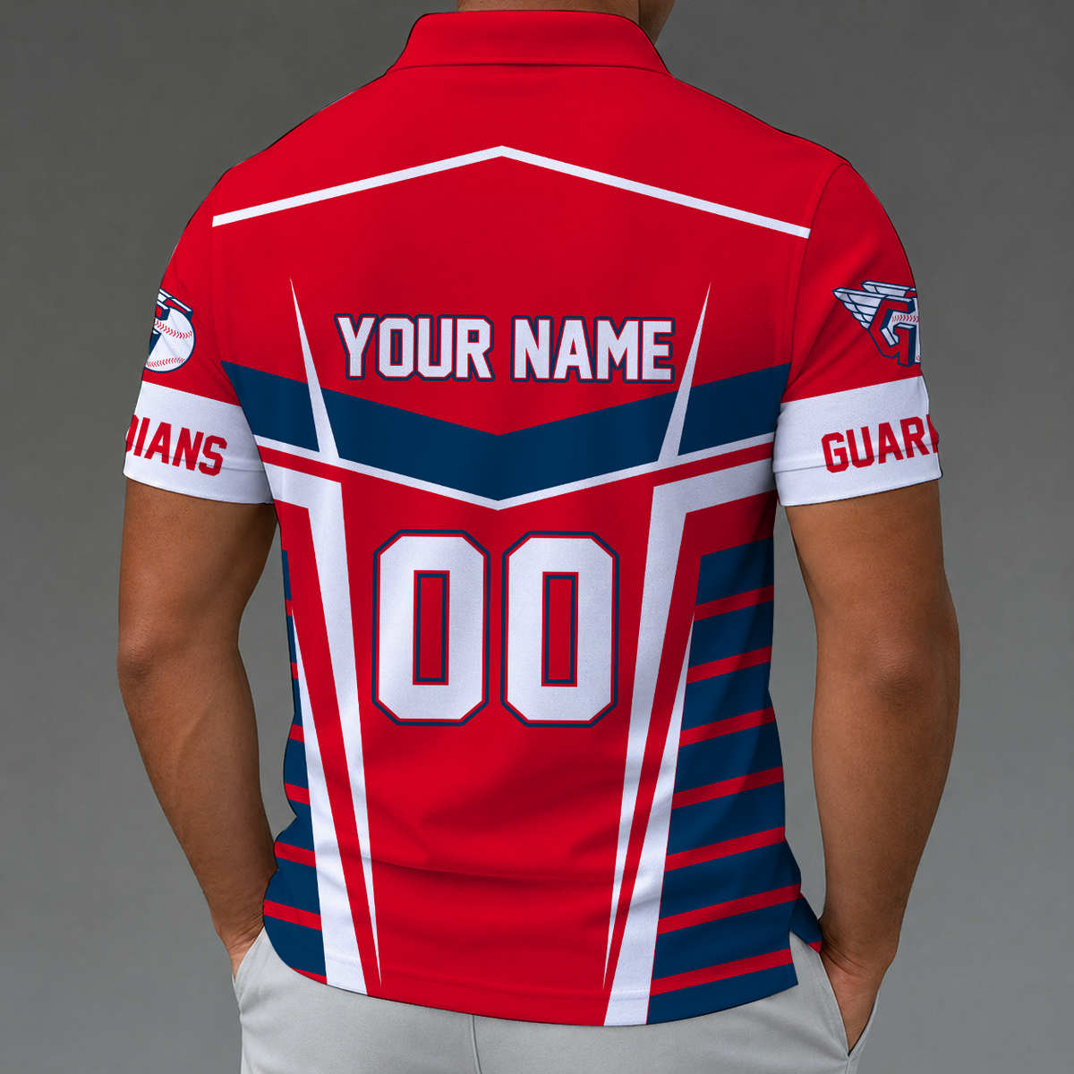 [FLASH SALE] NEW CUSTOMIZED MLB13 CGS CLEVELAND GUARDIANS ZIP POLO SHIRT