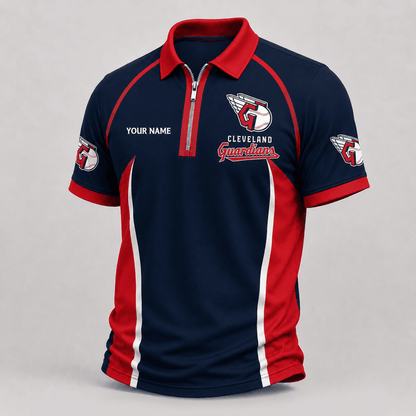 [FLASH SALE] NEW CUSTOMIZED MLB13 CGS CLEVELAND GUARDIANS ZIP POLO SHIRT
