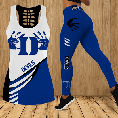[FAN FAVORITE] NEW CUSTOMIZED NCAA CFH13 DLD DUKE BLUE DEVILS HOLLOW TANK TOP & LEGGINGS SET