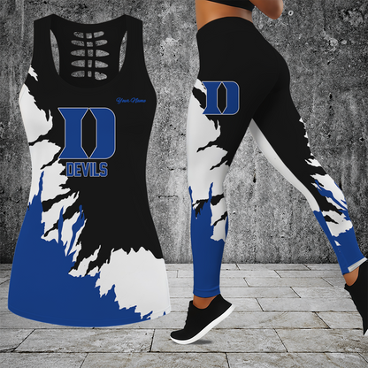 [FAN FAVORITE] NEW CUSTOMIZED NCAA CFH13 DLD DUKE BLUE DEVILS HOLLOW TANK TOP & LEGGINGS SET