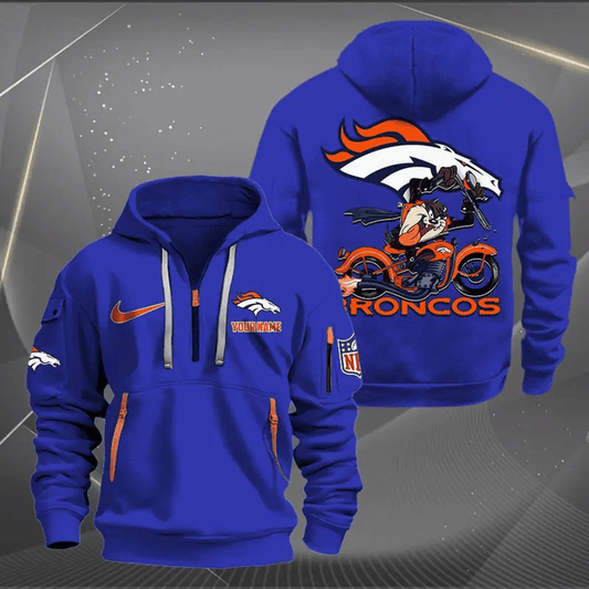 [SPECIAL OFFER] NEW CUSTOMIZED NFL13 DVB DENVER BRONCOS MUTICOLOR QUARTER ZIP HOODIE