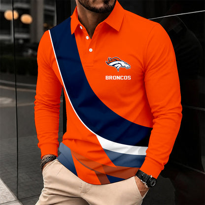 [SPECIAL OFFER] NEW CUSTOMIZED NFL13 DVB DENVER BRONCOS LONG SLEEVE POLO SHIRT