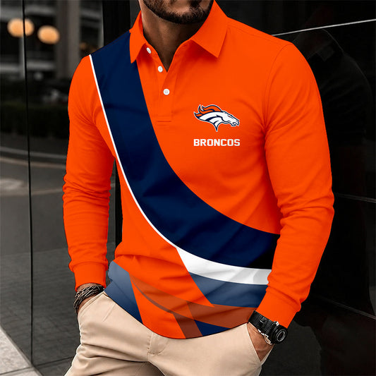 [SPECIAL OFFER] NEW CUSTOMIZED NFL13 DVB DENVER BRONCOS LONG SLEEVE POLO SHIRT