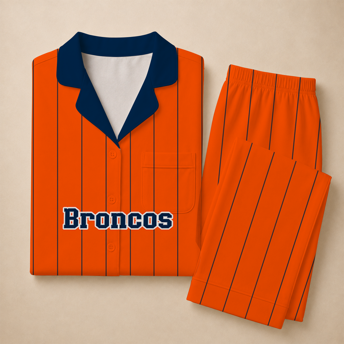 [SPECIAL OFFER] NEW CUSTOMIZED NFL13 DVB DENVER BRONCOS SHORT SLEEVE & LONG PANTS PAJAMAS SET