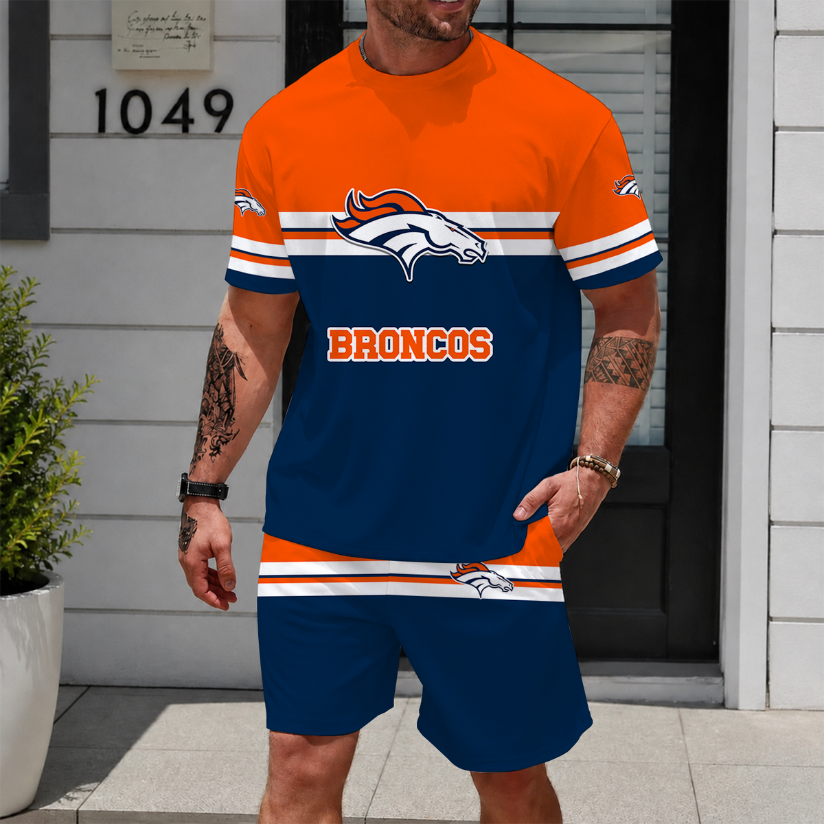 [SPECIAL OFFER] NEWCUSTOMIZED NFL13 DVB DENVER BRONCOS UNISEX T-SHIRT & SHORTS SET