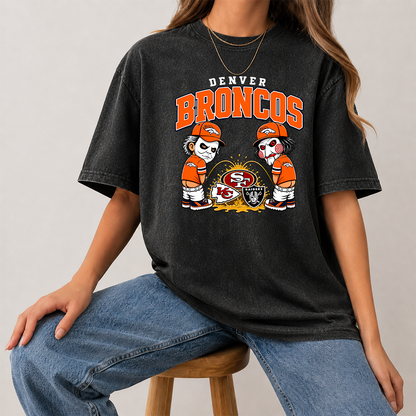 [SPECIAL OFFER] NEW CUSTOMIZED NFL13 DVB DENVER BRONCOS FUNNY MULTICOLOR WASHED TEE