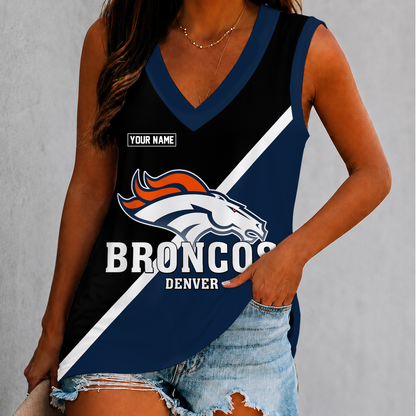[SPECIAL OFFER] NEW CUSTOMIZED NFL13 DVB DENVER BRONCOS WOMEN'S V-NECK TANK TOP