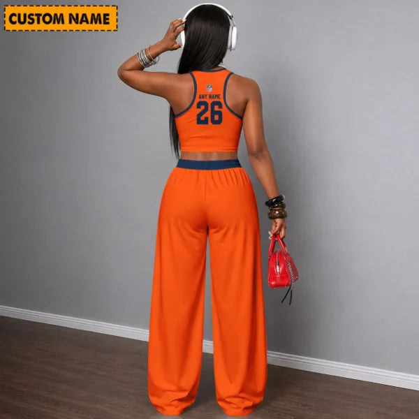 [SPECIAL OFFER] NEW CUSTOMIZED NFL13 DVB DENVER BRONCOS WOMEN'S CROP TOP & LONGPANTS SET