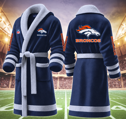 [SPECIAL OFFER] NEW CUSTOMIZED NFL13 DVB DENVER BRONCOS MULTICOLOR FLEECE BATHROBE