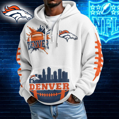 [SPECIAL OFFER] NEW CUSTOMIZED NFL13 DVB DENVER BRONCOS WAFFLE FULL ZIP HOODIE