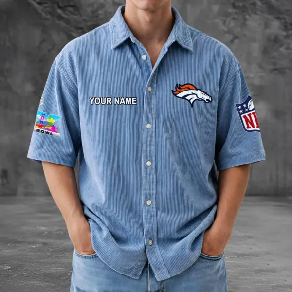 [HOT DEAL] NEW CUSTOMIZED NFL13 DVB DENVER BRONCOS SEERSUCKER BUTTON SHIRT
