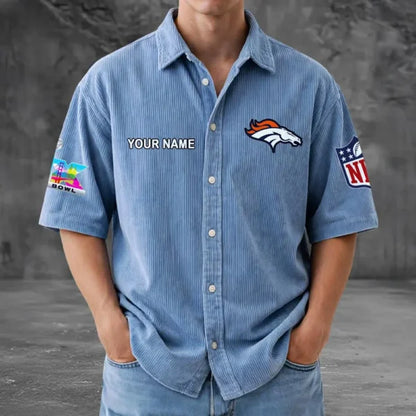 [HOT DEAL] NEW CUSTOMIZED NFL13 DVB DENVER BRONCOS SEERSUCKER BUTTON SHIRT