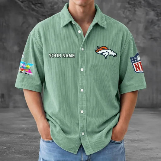 [HOT DEAL] NEW CUSTOMIZED NFL13 DVB DENVER BRONCOS SEERSUCKER BUTTON SHIRT
