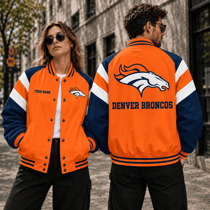 [SPECIAL OFFER] NEW CUSTOMIZED NFL13 DVB DENVER BRONCOS SATIN VARSITY & BASEBALL JACKET