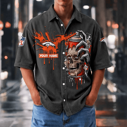 [SPECIAL OFFER] NEW CUSTOMIZED NFL13 DVB DENVER BRONCOS SEERSUCKER BUTTON SHIRT