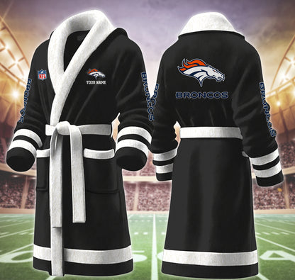 [SPECIAL OFFER] NEW CUSTOMIZED NFL13 DVB DENVER BRONCOS MULTICOLOR FLEECE BATHROBE