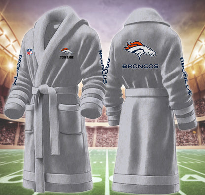 [SPECIAL OFFER] NEW CUSTOMIZED NFL13 DVB DENVER BRONCOS MULTICOLOR FLEECE BATHROBE