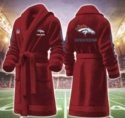 [SPECIAL OFFER] NEW CUSTOMIZED NFL13 DVB DENVER BRONCOS MULTICOLOR FLEECE BATHROBE