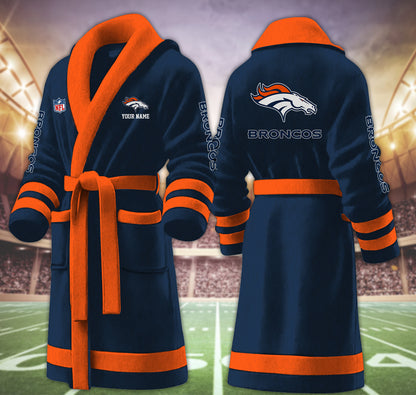 [SPECIAL OFFER] NEW CUSTOMIZED NFL13 DVB DENVER BRONCOS MULTICOLOR FLEECE BATHROBE