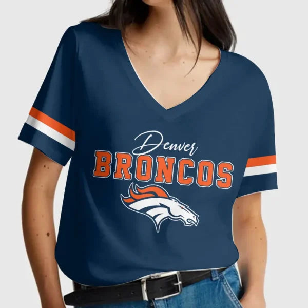 [SPECIAL OFFER] NEW CUSTOMIZED NFL13 DVB DENVER BRONCOS V-NECK FEMALE SHIRT